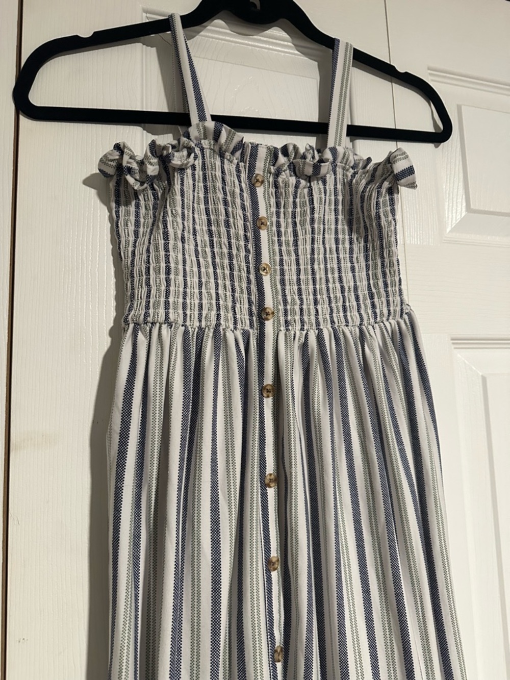 Blue and White Striped Button-Front Sundress
